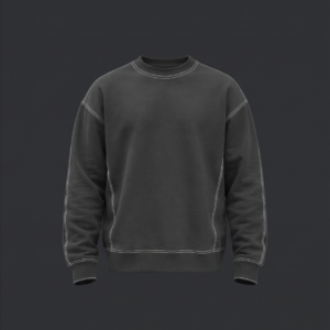 Last Leaf Contrast Stitch Heavyweight Sweatshirt (380 GSM) – Charcoal Grey