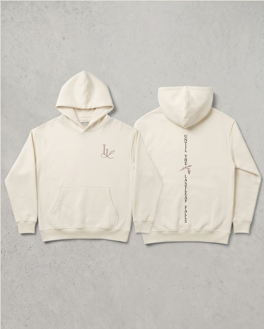 Last Leaf "Until The Last Leaf Falls" Heavyweight Hoodie (350 GSM) – Off-White - Image 4