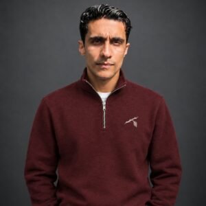 Last Leaf Branch Emblem Quarter-Zip Sweatshirt – Burgundy