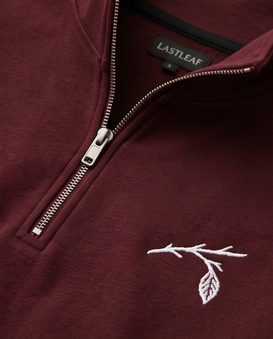 Last Leaf Branch Emblem Quarter-Zip Sweatshirt – Burgundy - Image 3