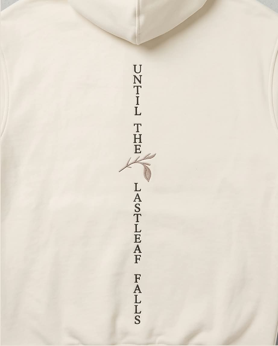 Last Leaf "Until The Last Leaf Falls" Heavyweight Hoodie (350 GSM) – Off-White - Image 3