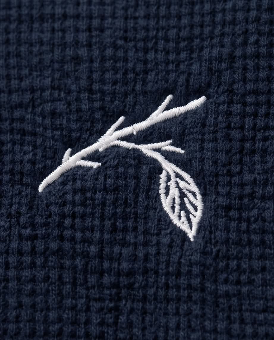 Last Leaf Branch Emblem Waffle Knit Quarter-Zip – Midnight Navy - Image 2
